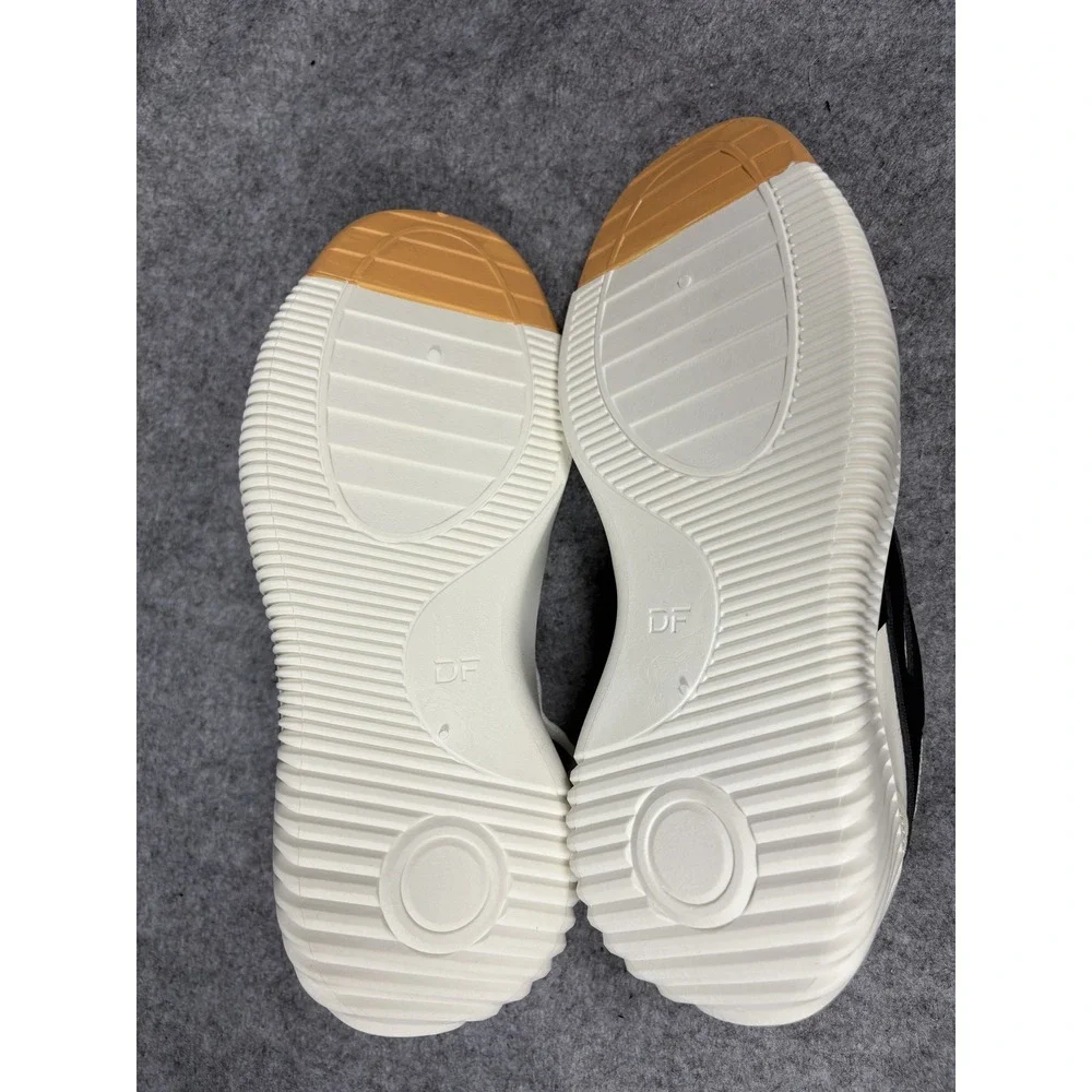 De Florance Low Top Sneakers 9.5 Cream Black Italian Design Platform Sole - Picture 2 of 9